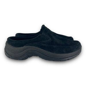 LL Bean Comfort Mocs Loafers 05330 Suede Slip On Mule Triple Black Women 6M